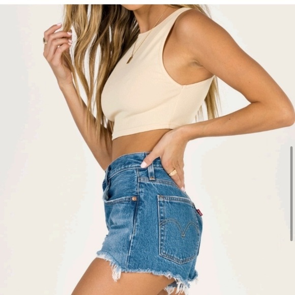 LEVI’S PREMIUM BIG E 501 CUT OFF SHORTS WITH FRONT DISTRESSING BUTTON FLY S28 - Picture 6 of 11